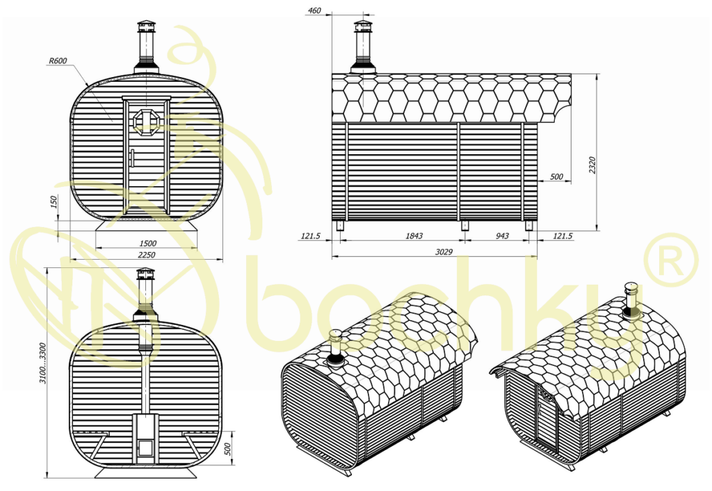 Чертежи бани бочка